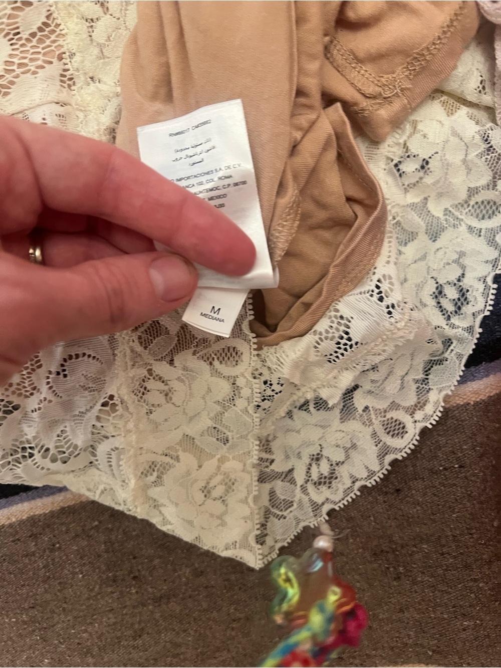 bebe Cream Lace Dress with Nude Lining - Picture 6 of 13